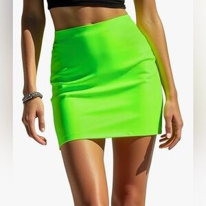 YumiDay Faux Leather Mini Skirt Bodycon Elastic Waistband Clubwear